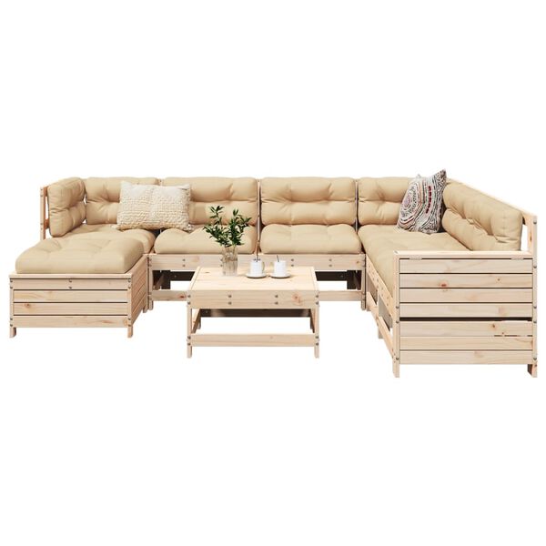 vidaXL 8 Piece Garden Sofa Set Solid Wood Pine