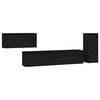 vidaXL 4 Piece TV Cabinet Set Black Solid Wood Pine