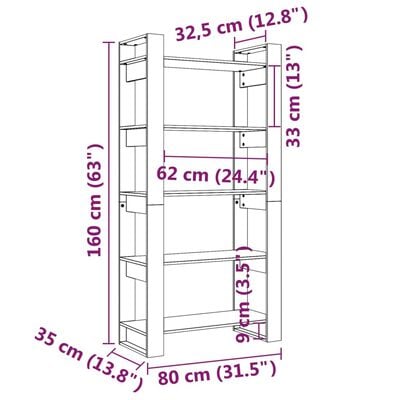 vidaXL Book Cabinet/Room Divider Black 80x35x160 cm Solid Wood