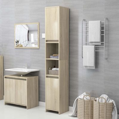 vidaXL Bathroom Cabinet Sonoma Oak 30x30x183.5 cm Chipboard