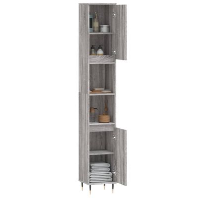 vidaXL Bathroom Cabinet Grey Sonoma 30x30x190 cm Engineered Wood
