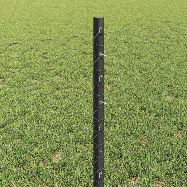 vidaXL Fence and Post Grey 0.6 x 100 m Steel