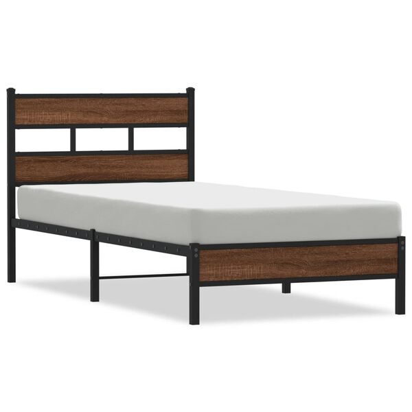 vidaXL Bed Frame without Mattress Brown Oak 100x190 cm Engineered Wood