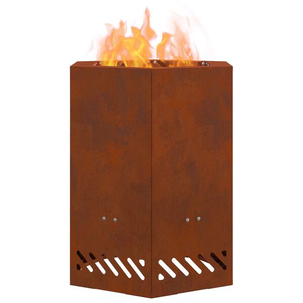 vidaXL Smokeless Fire Pit Brown 38 x 38 x 51 cm Weathering Steel