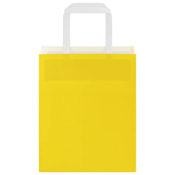 vidaXL Paper Bags 250 pcs with Handles Yellow 18x8x22 cm
