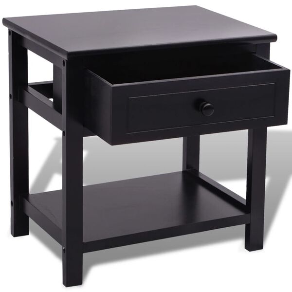 vidaXL Bedside Cabinet Wood Black