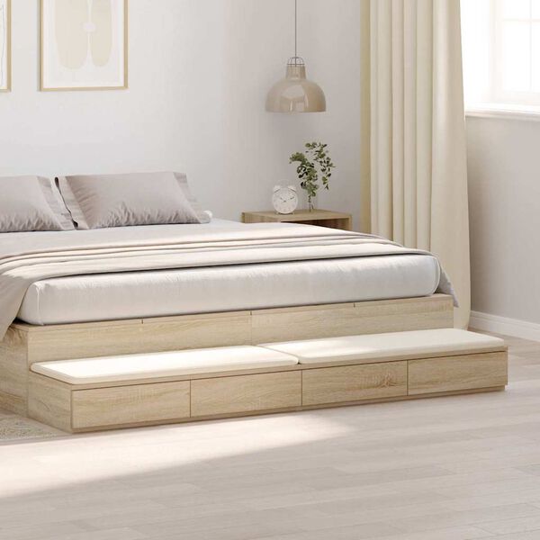 vidaXL Bed Drawers Sonoma Oak 200 x 36.5 x 16.5 cm Engineered Wood