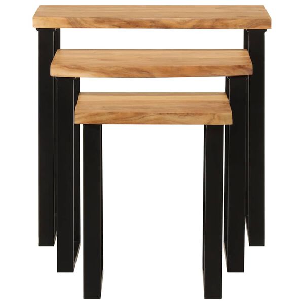 vidaXL Nesting Tables 3 pcs with Live Edge Solid Wood Acacia