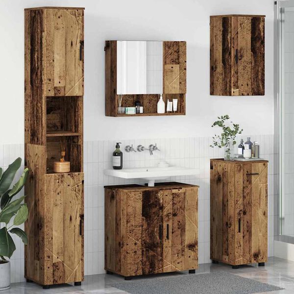 vidaXL Bathroom Furniture Set 5 pcs Old Wood Engineered wood & Metal