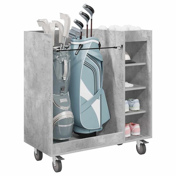 vidaXL Golf Cabinet with Wheel Plain Concrete Grey 90 x 45 x 98 cm