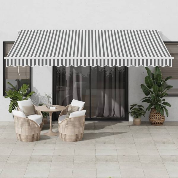 vidaXL Automatic Retractable Awning Anthracite&White 450x350 cm