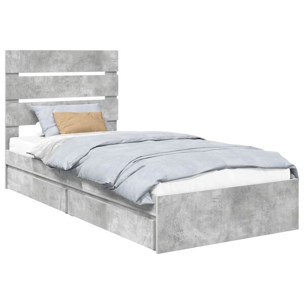 vidaXL Storage Bed Concrete Grey 90 x 200 cm Engineered Wood