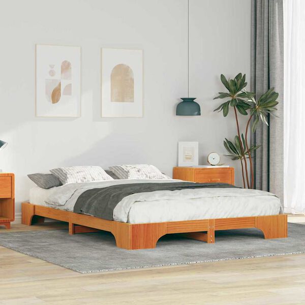vidaXL Bed Frame Brown 140 x 220 cm Solid Pine Wood