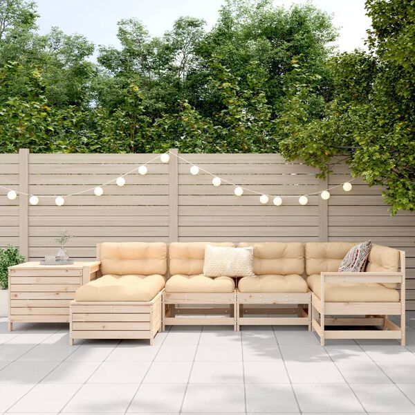 vidaXL 7 Piece Garden Sofa Set Solid Wood Pine