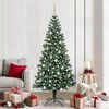 vidaXL Artificial Pre-lit Christmas Tree Green 210 cm PVC and Metal