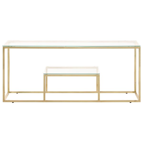 vidaXL Coffee Table Gold Stainless Steel and Tempered Glass