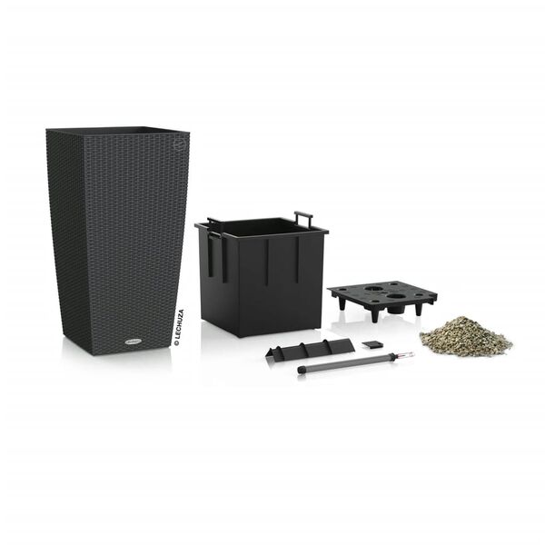 LECHUZA Planter CUBICO Cottage 40 ALL-IN-ONE Granite