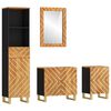 vidaXL 4 Piece Bathroom Cabinet Set Brown and Black Solid Wood Mango