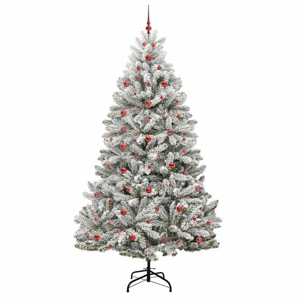 vidaXL Artificial Christmas Tree Green and White 240 cm PVC and Metal
