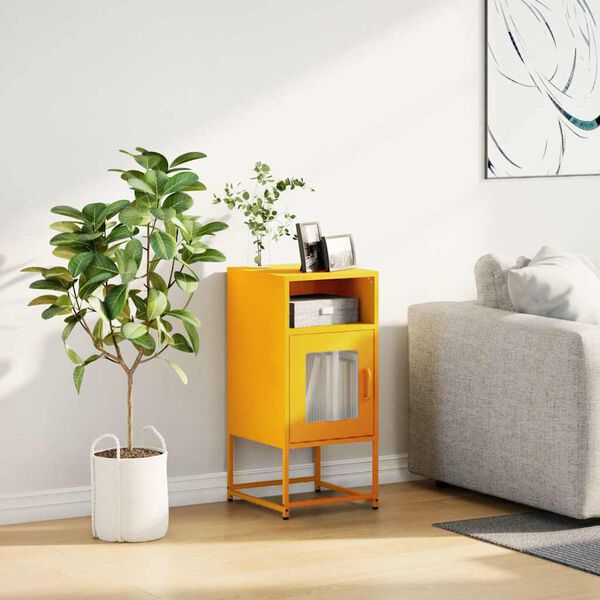 vidaXL Bedside Cabinet Mustard Yellow 36x39x78 cm Cold-rolled Steel