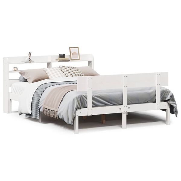 vidaXL Bed Frame without Mattress White 140x190 cm Solid Wood Pine