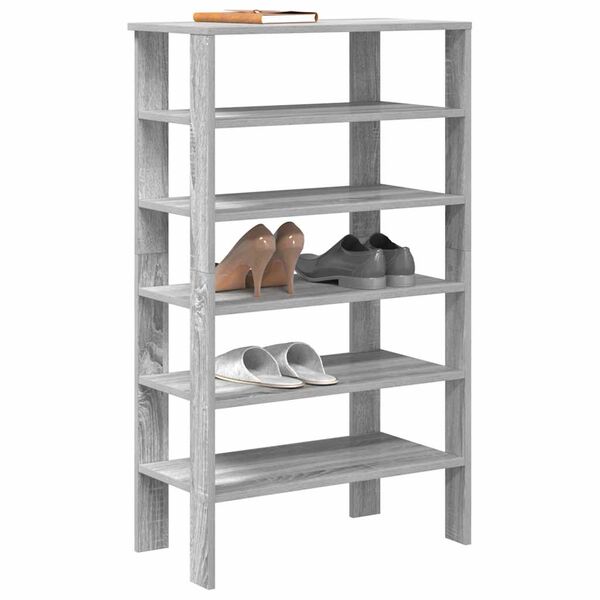vidaXL Shoe Rack Grey Sonoma 61x32x105 cm Engineered Wood