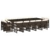 vidaXL 15 Piece Garden Dining Set with Cushions Brown Poly Rattan
