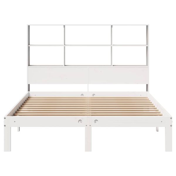 vidaXL Bookcase Bed without Mattress White 120x190 cm Small Double Solid Wood Pine