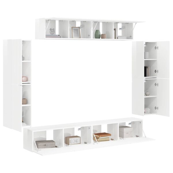 vidaXL TV Cabinet 8 pcs High Gloss White