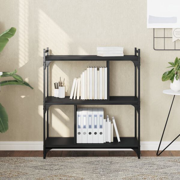 vidaXL Bookcase 3-Tier Black 76x32x88 cm Engineered Wood