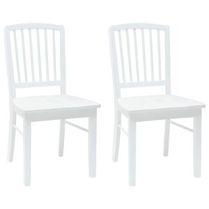 vidaXL Dining Chairs 2 pcs White 50 x 52.5 x 91 cm Solid Rubber Wood