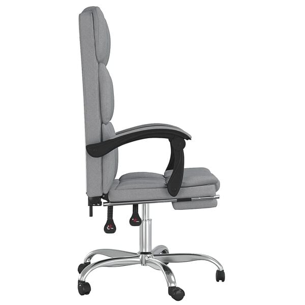 vidaXL Reclining Office Chair Light Grey Fabric
