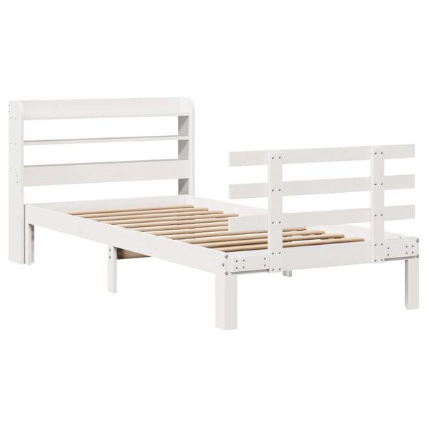 vidaXL Bed Frame with Headboard without Mattress White 90x200 cm