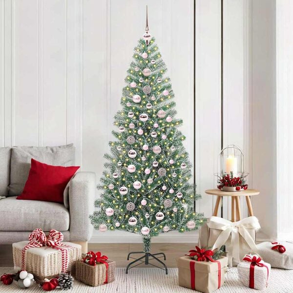 vidaXL Artificial Christmas Tree Snow Flocked with LED Light 180 cm