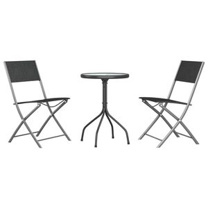 vidaXL 3 Piece Garden Dining Set Black Steel