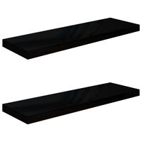 vidaXL Floating Wall Shelves 2 pcs High Gloss Black 80x23.5x3.8 cm MDF