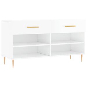 vidaXL Shoe Bench High Gloss White 102x35x55 cm Engineered Wood