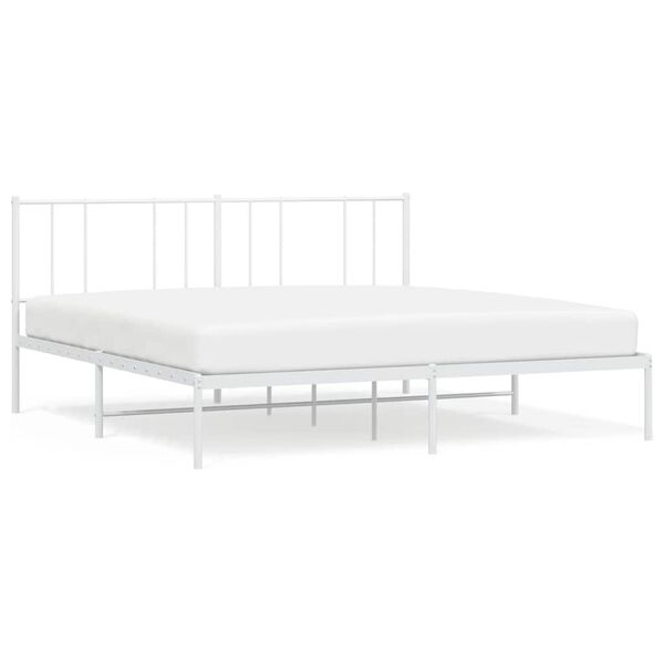 vidaXL Metal Bed Frame without Mattress with Headboard White 183x213cm