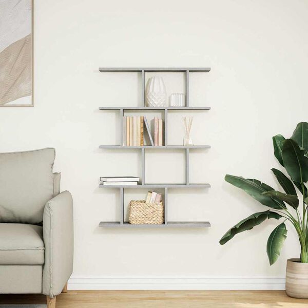 vidaXL Wall Cube Shelf 12 Compartments Concrete Grey Engineered Wood