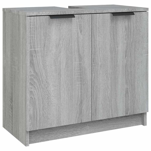 vidaXL Bathroom Cabinet Grey Sonoma 64.5x33.5x59 cm Engineered Wood