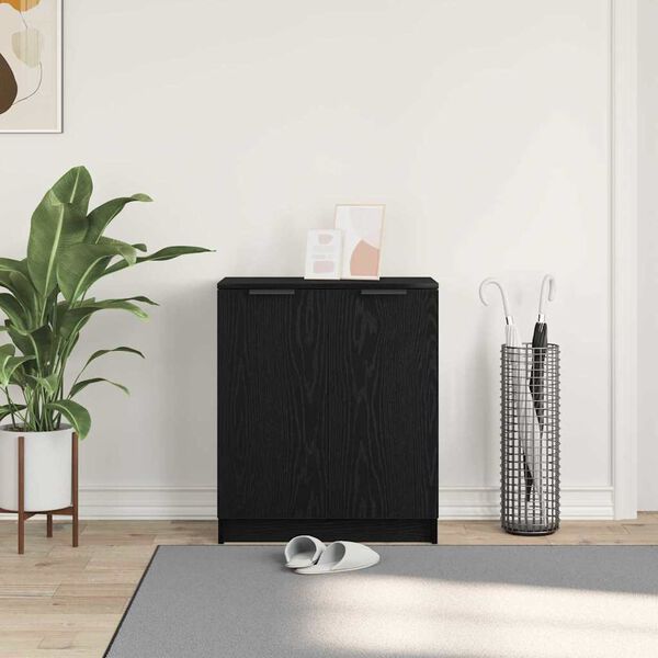 vidaXL Shoe Cabinet Black Oak 59 x 35 x 70 cm Engineered Wood