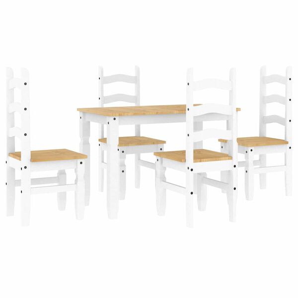 vidaXL 5 Piece Dining Set Panama White Solid Wood Pine