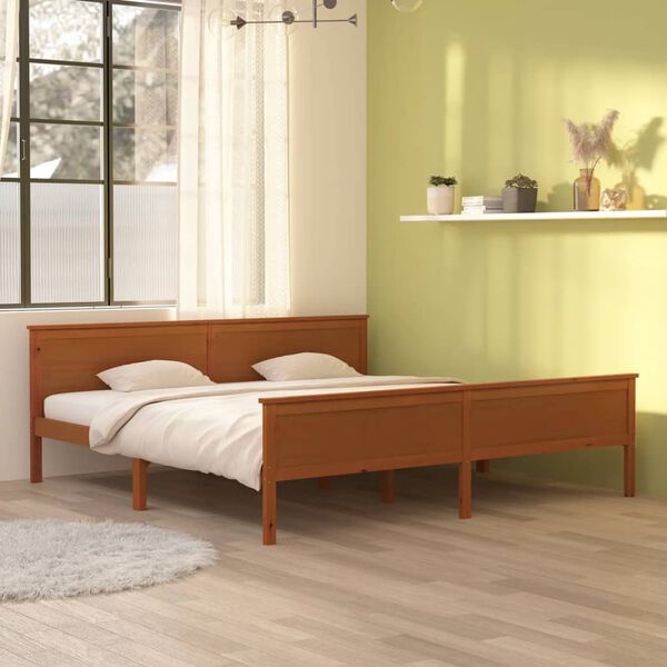 vidaXL Bed Frame without Mattress Honey Brown Solid Wood Pine 200x200cm