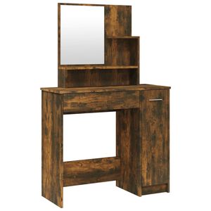 vidaXL Dressing Table with Mirror Smoked Oak 86.5x35x136 cm