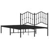 vidaXL Metal Bed Frame without Mattress with Headboard Black 120x200cm