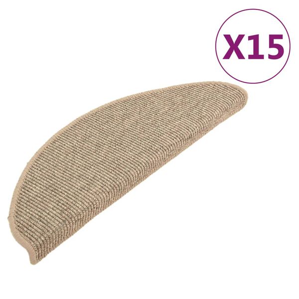 vidaXL Stair Mats 15 pcs 65x21x4 cm Dark Beige Half Round Large