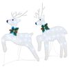 vidaXL LED Reindeers 4 pcs Silver Fabric