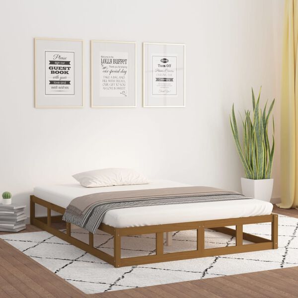 vidaXL Bed Frame without Mattress Honey Brown 150x200 cm King Size Solid Wood