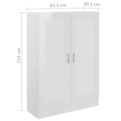 vidaXL Book Cabinet High Gloss White 82.5x30.5x115 cm Engineered Wood