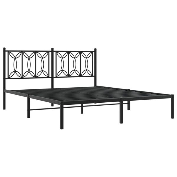 vidaXL Metal Bed Frame without Mattress with Headboard Black 160x200cm